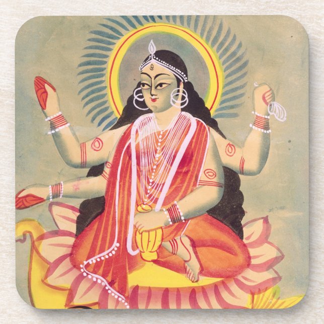 Porta-copo Laksmi que senta-se em um trono dos lótus sae, (Frente)