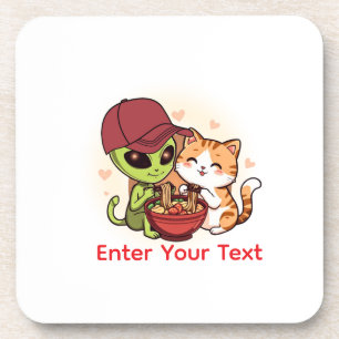 Porta-copo Lamen Kawaii de Gato Alien Cute Arte