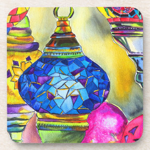 Porta-copo Lâmpadas turcas, mosaico, aquarela, arte