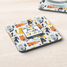 Porta-copo Lar é onde meu gato é cozinha monograma