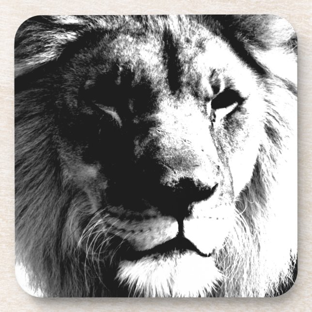 Porta-copo Leão preto e branco (Frente)