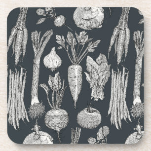 Porta-copo legumes de mercado de agricultores preto metalizad