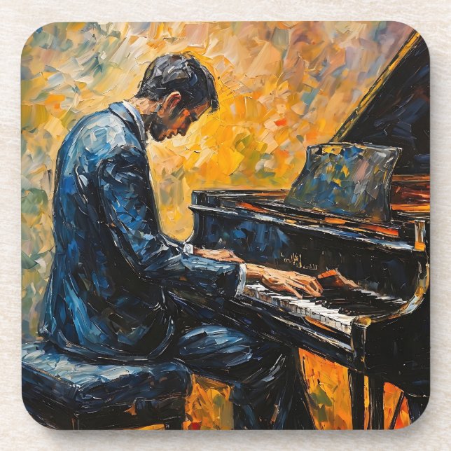 Porta-copo Leitor de Piano - Pintura de Óleo (Frente)