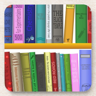Porta-copo leitura da biblioteca de livros de prateleiras