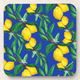 Porta-copo Lemon Leaf Yellow Green Blue Pattern Drink