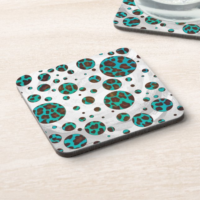 Porta-copo Leopard Brown e Teal PrintPolka Pontos (Left Side)
