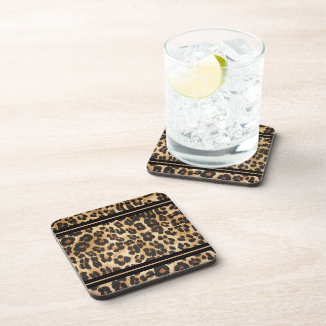 Porta-copo Leopard Print Coaster Set (Lado Direito)