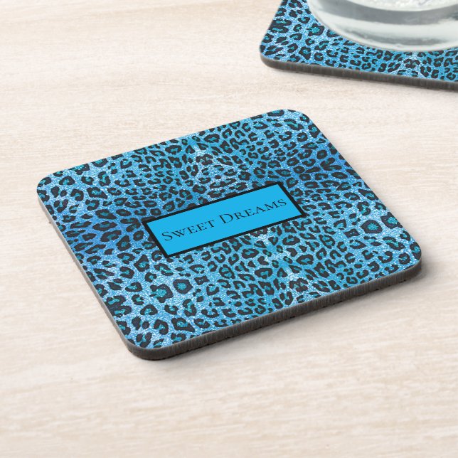 Porta-copo Leopardo Azul Brilho Falso Sonhos Doces Moderno Ch (Left Side)