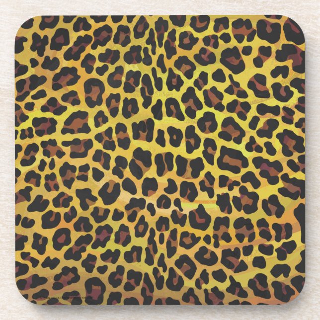 Porta-copo Leopardo Castanho e Impressão Amarelo (Frente)