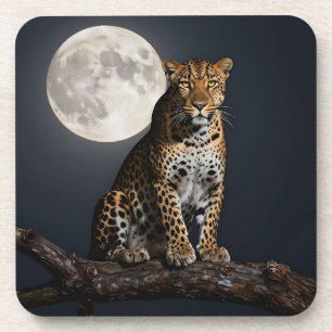 Porta-copo Leopardo Majestoso e Lua Cheia