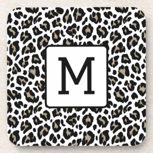 Porta-copo Leopardo monograma, impresso preto e branco