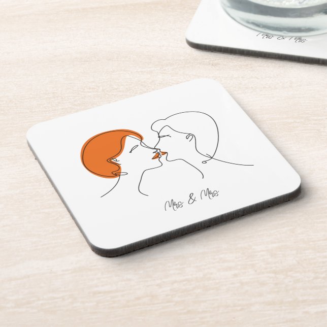 Porta-copo Lésbica Beija-Abstrato, Arte Personalizada (Left Side)