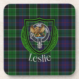 Porta-copo Leslie Scottish Clan Tartan & Crest