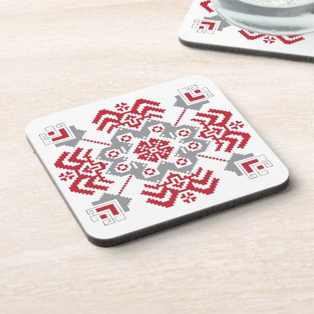 Porta-copo Letão Auseklis Folk — medalhão geométrico (Left Side)