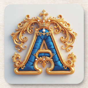 Porta-copo Letra A Dourada Ornamentada Com Desenho De Moldura