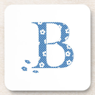 Porta-copo Letra B do padrão da flor (azul)
