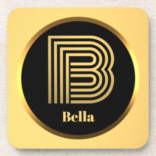 Porta-copo Letra Dourada personalizada B monogramada
