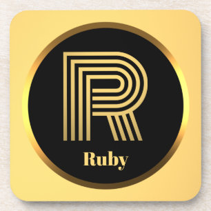 Porta-copo Letra Dourada Personalizada Monograma R