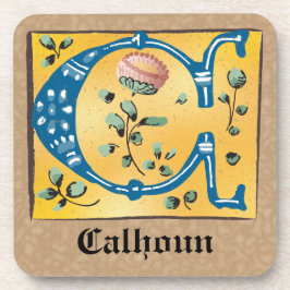 Porta-copo Letra Floral Iluminada Medieval C Monograma