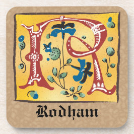 Porta-copo Letra Floral Iluminada Medieval R Monograma