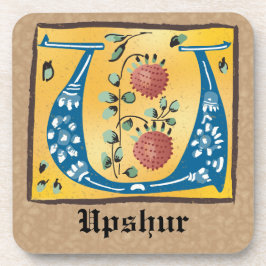 Porta-copo Letra Floral Iluminada Medieval U Monograma