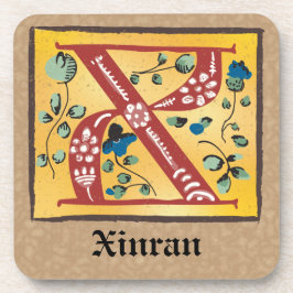 Porta-copo Letra Floral Iluminada Medieval X Monograma