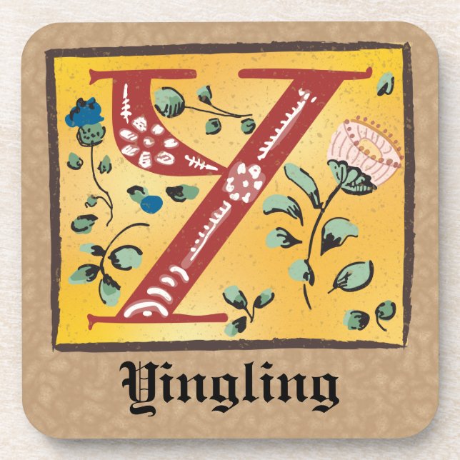 Porta-copo Letra Floral Iluminada Medieval Y Monograma (Frente)