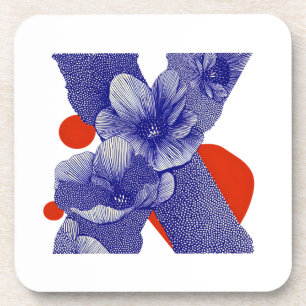 Porta-copo Letra Floral X – Desenho Botânico Geométrico Ousad
