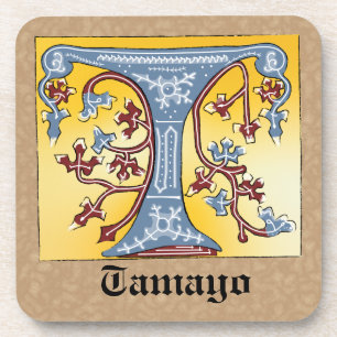Porta-copo Letra Iluminada Azul e Vermelha Medieval T