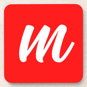 Porta-copo Letra Inicial de Monograma Branco Vermelho