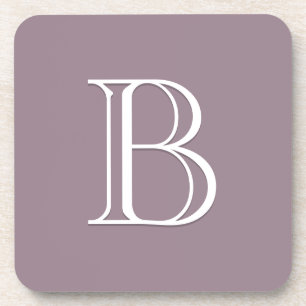 Porta-copo Letra Inicial de Monograma Elegante Roxo e Branco