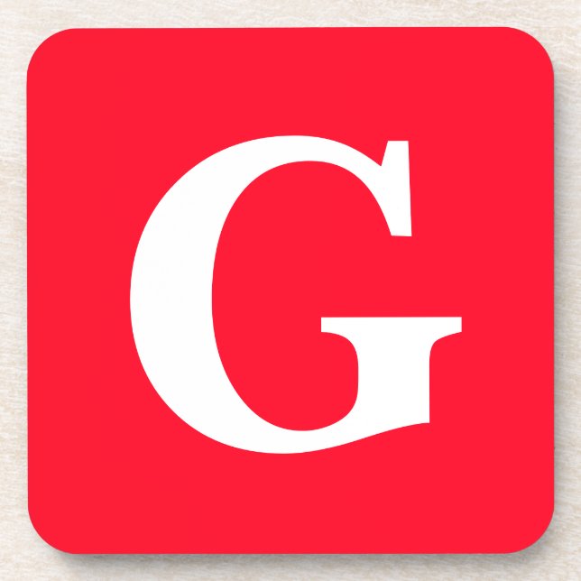 Porta-copo Letra inicial monograma branco branco simples (Frente)