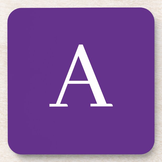Porta-copo Letra inicial Monograma Estilo moderno roxo (Frente)