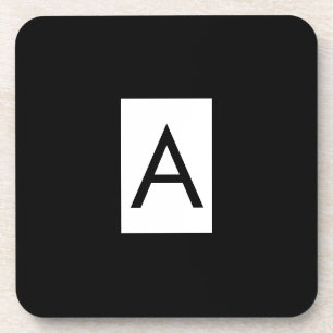 Porta-copo Letra Negra Branco Monograma Inicial Simples Simpl