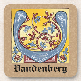 Porta-copo Letra V Iluminada Azul Medieval e Vermelha Ivy