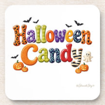 Letras de Fantasma Listrado de Doces de Halloween