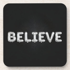 Porta-copo Letras Infladas de Prata Negra Acreditam Conjunto 