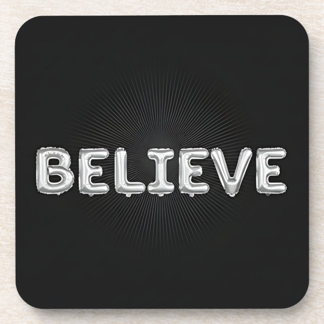 Porta-copo Letras Infladas de Prata Negra Acreditam Conjunto  (Frente)