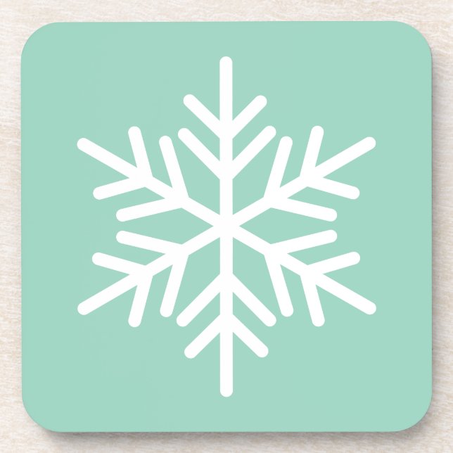 Porta-copo Leve Mint Teal Fundo Branco Floco Nórdico de Neve (Frente)
