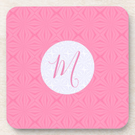 Porta-copo Light Pink Squiggly Squares Personalized Initial 