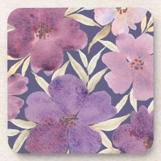 Porta-copo Lilases sobre fundo violeta de aquarela