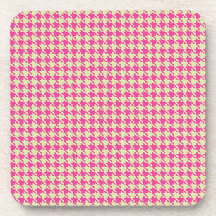 Porta-copo Limão de limão e rosa quente houndstooth