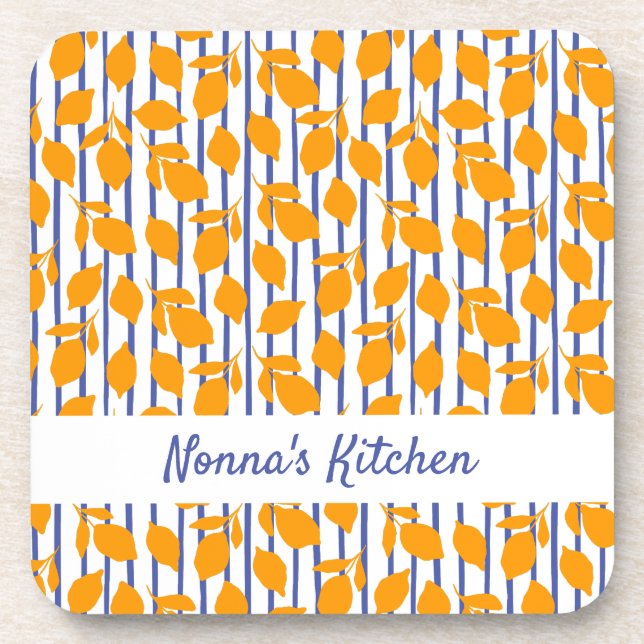 Porta-copo Limões de cozinha italianos modernos personalizado (Frente)