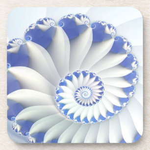 Porta-copo Linda Arte Fractal de Shell Azul e Branco