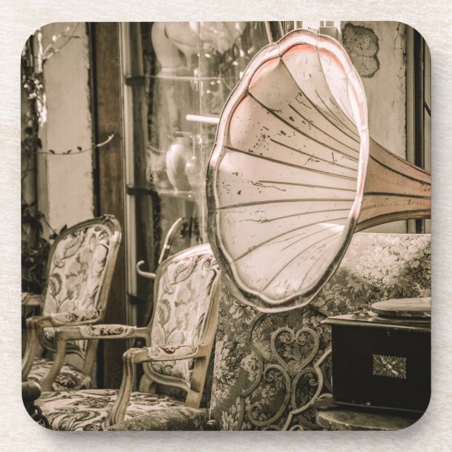 Porta-copo Linda e antiga Phonógrafo (Frente)