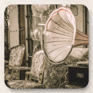 Porta-copo Linda e antiga Phonógrafo Antiquado