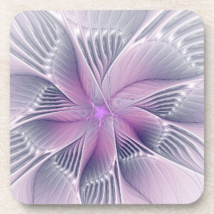 Porta-copo Linda Flor Rosa Arte Fractal Abstrato Moderno