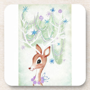 Porta-copo Linda Meio século Vintage Reindeer