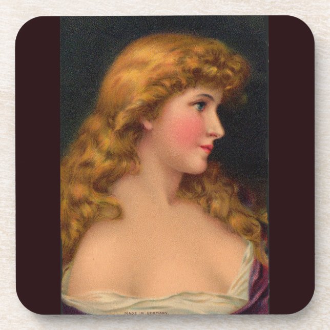 Porta-copo Linda mulher do século XIX com cabelo comprido (Frente)