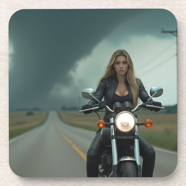 Porta-copo Linda mulher em motocicleta \ Tornado (Frente)